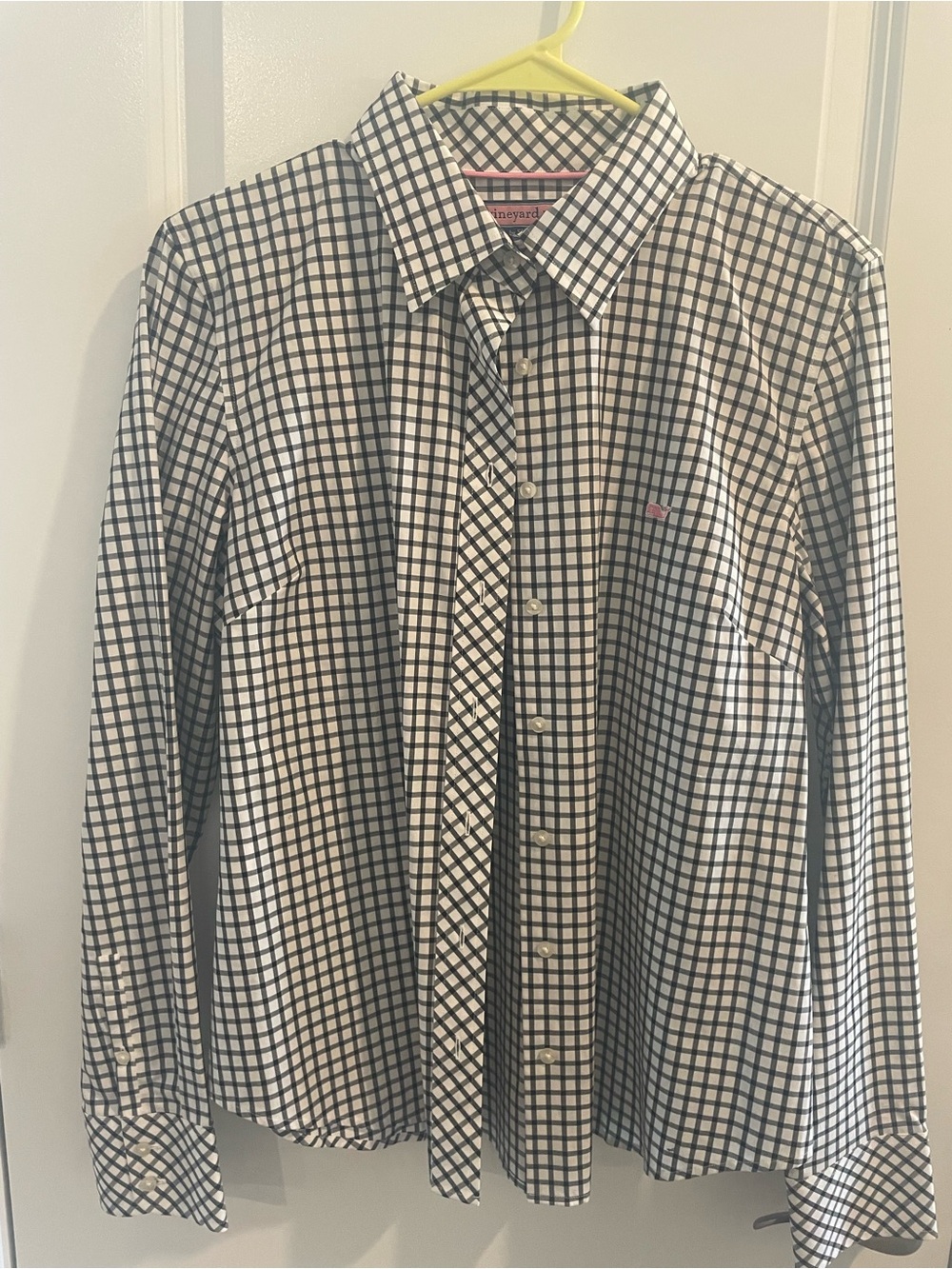 Vineyard Vines White and Black Check Button-Up Dress Shirt